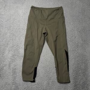 Athletic Leggings Women's Large Green and Black Skinny Capri